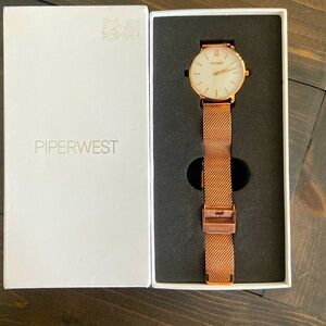 PIPER WEST ROSE GOLD METAL WATCH NWOT COMES IN ORIGINAL BOX